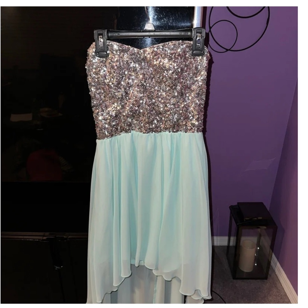 Sequin Top strapless Dress in Mint